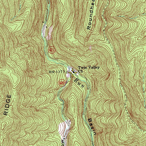 Topographic Map of Twin Valley Church, VA