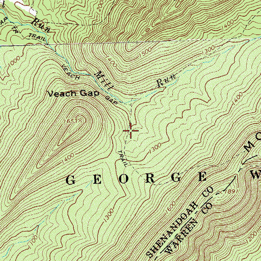 Topographic Map of Veach Gap Trail, VA