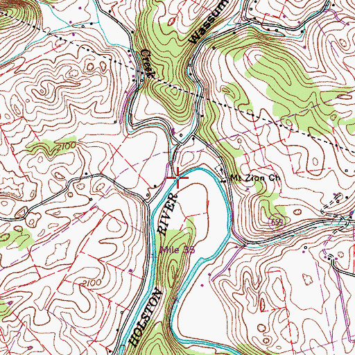 Topographic Map of Walker Creek, VA