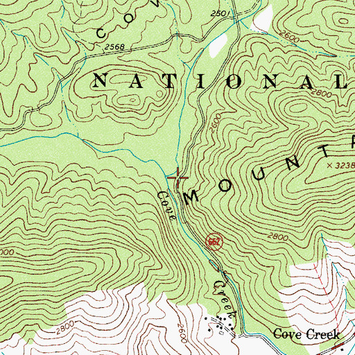 Topographic Map of West Fork Cove Creek, VA