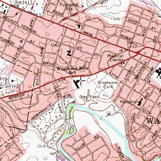 Topographic Map of Westwood Hills Elementary School, VA