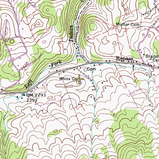 Topographic Map of White Cemetery, VA