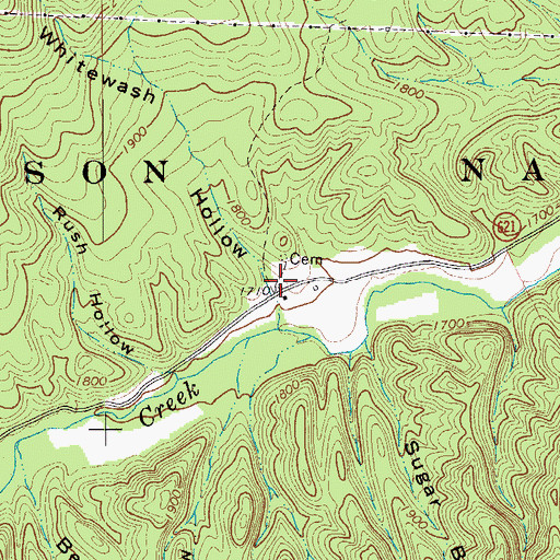 Topographic Map of Whitewash Hollow, VA