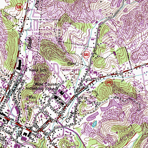 Topographic Map of Wise County Career - Technical Center, VA