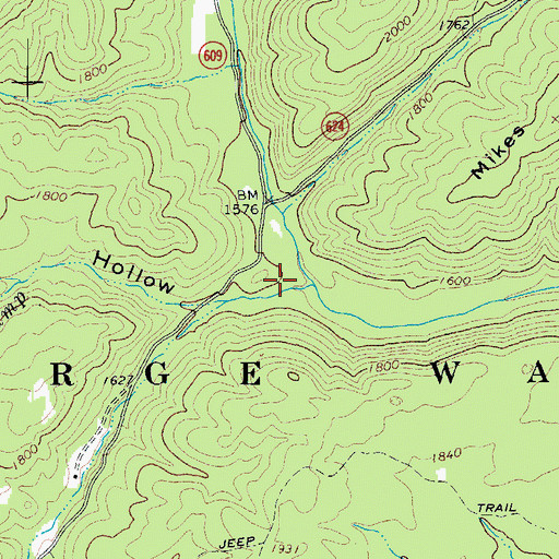 Topographic Map of Wolf Run Hollow, VA