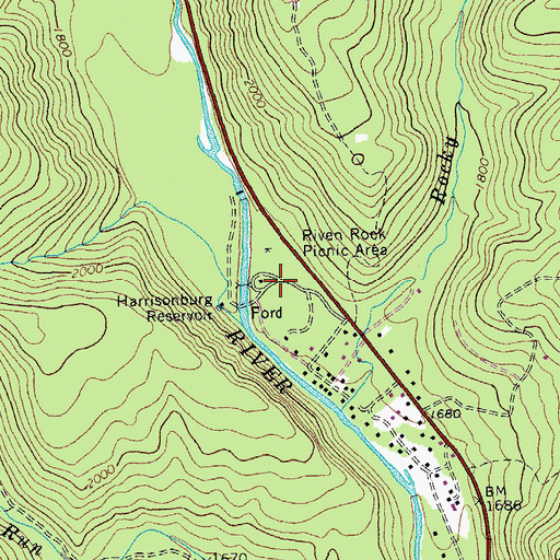 Topographic Map of Riven Rock Recreation Site, VA