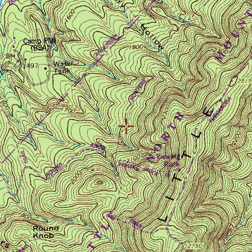 Topographic Map of Hunters Trail, VA