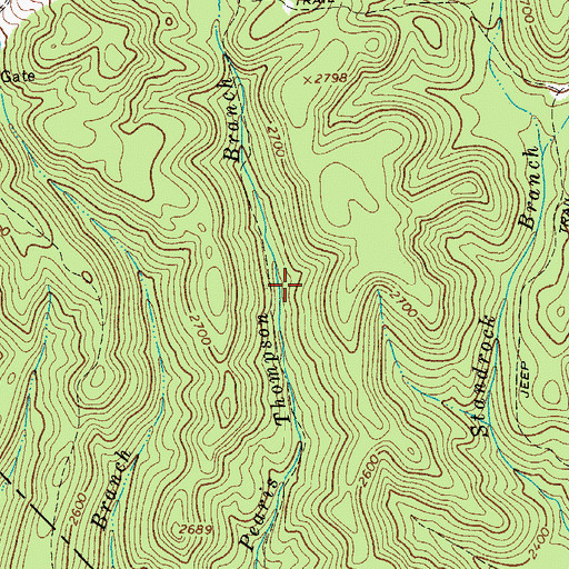 Topographic Map of Pearis Thompson Horse Trail, VA