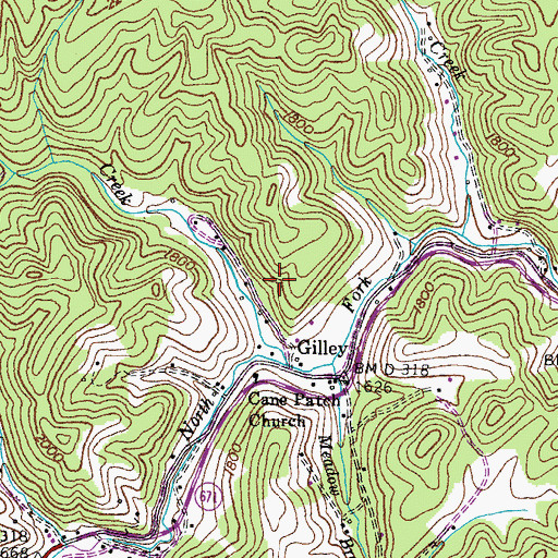 Topographic Map of Cane Patch Campground, VA