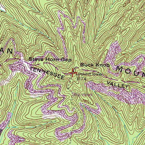 Topographic Map of Buck Knob Lookout, VA