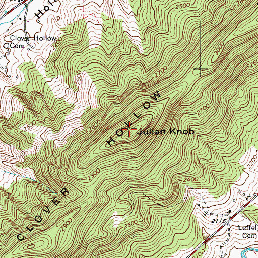 Topographic Map of Julian Knob, VA