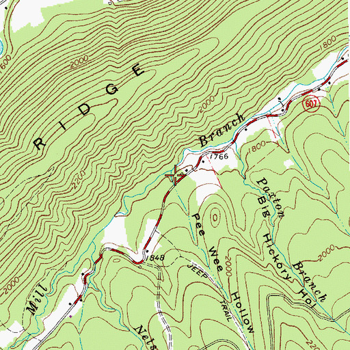 Topographic Map of Pee Wee Hollow, VA