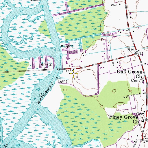 Topographic Map of Pungo Ferry, VA