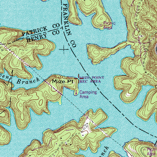 Topographic Map of Mize Point, VA