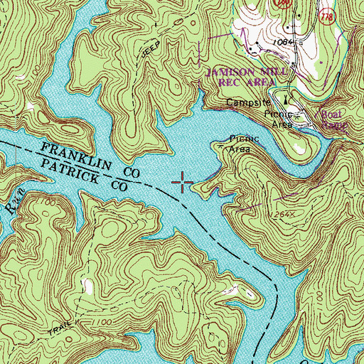 Topographic Map of Nicholas Creek, VA