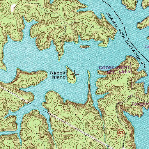 Topographic Map of Rabbit Island, VA