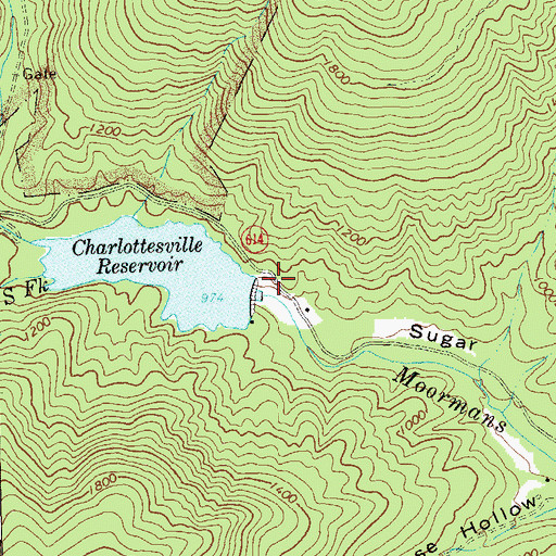 Topographic Map of Sugar Hollow Dam, VA
