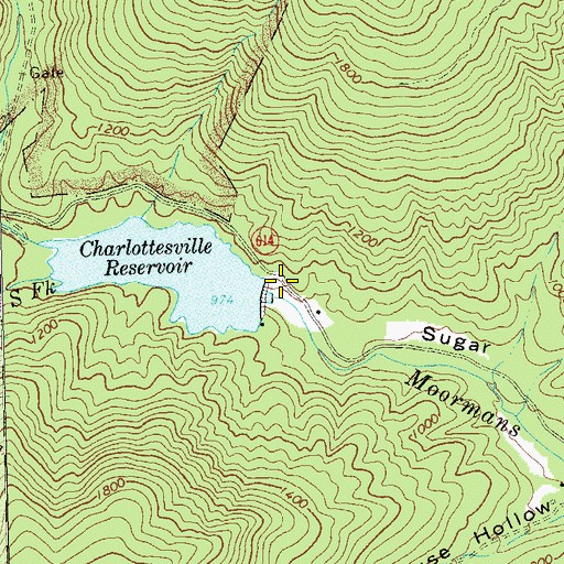Topographic Map of Sugar Hollow Dam, VA