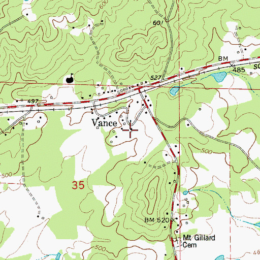 Topographic Map of Vance Baptist Church, AL