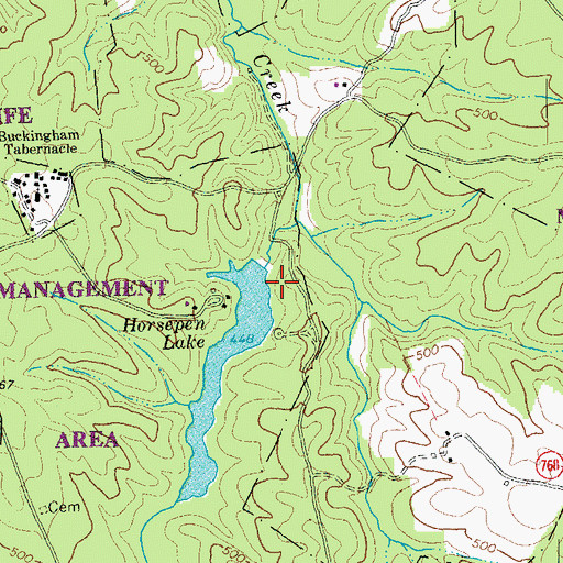 Topographic Map of Horsepen Creek Dam, VA