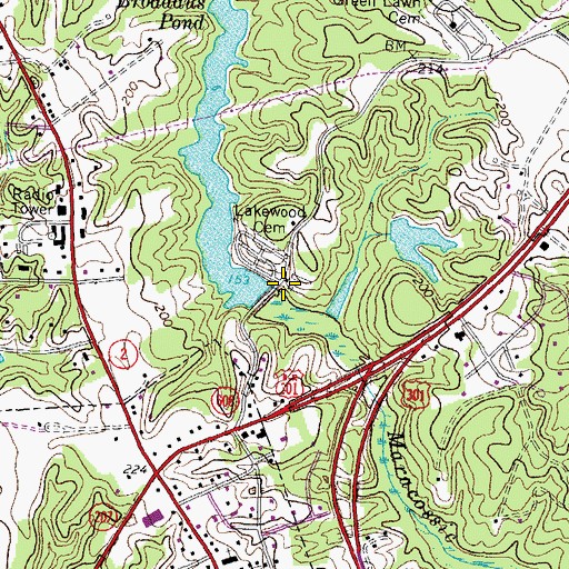 Topographic Map of Broaddus Dam, VA