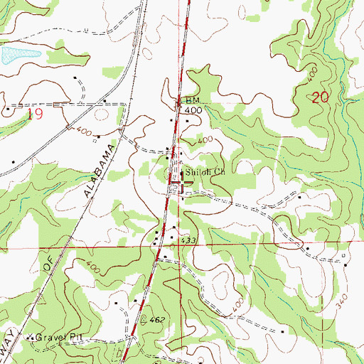Topographic Map of Shiloh School (historical), AL