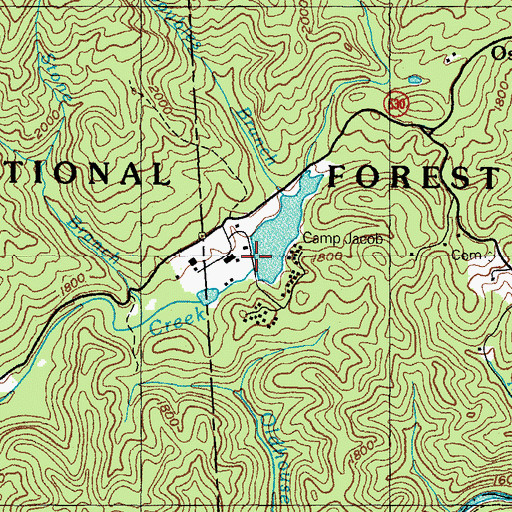 Topographic Map of White Oak Creek Dam, VA