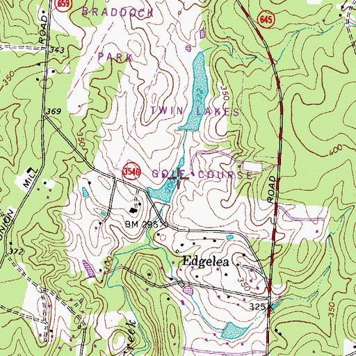 Topographic Map of South Twin Lake, VA