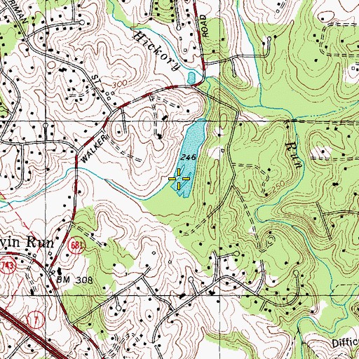 Topographic Map of Piney Run Dam, VA