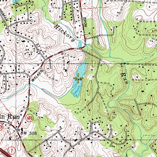 Topographic Map of Impoundment on Piney Run, VA