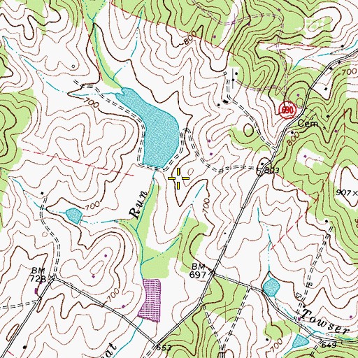 Topographic Map of Johnsons Dam, VA