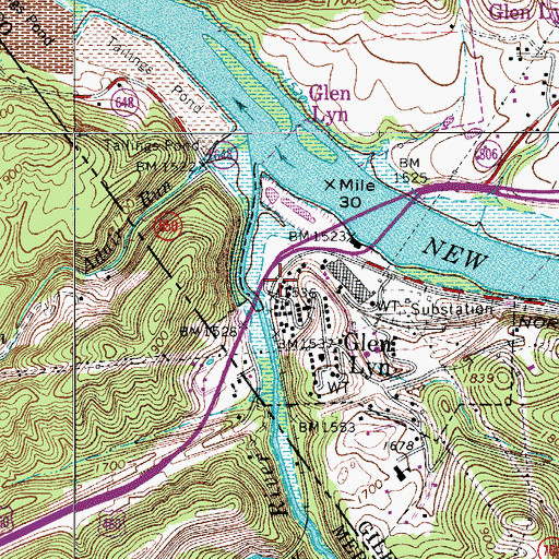 Topographic Map of Glen Lyn Flyash Pond, VA