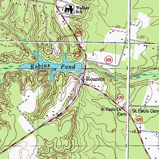 Topographic Map of Robins Dam, VA