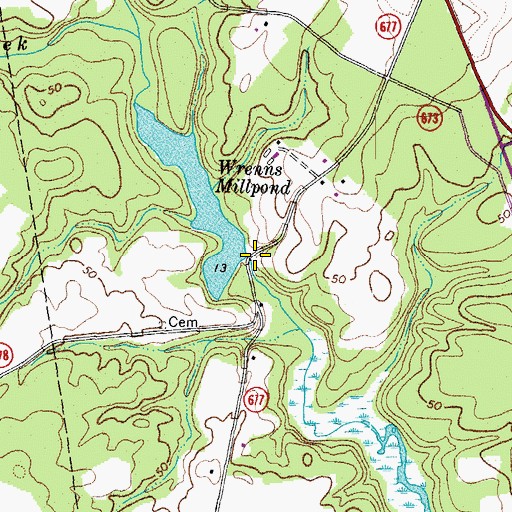 Topographic Map of Wrenns Dam, VA