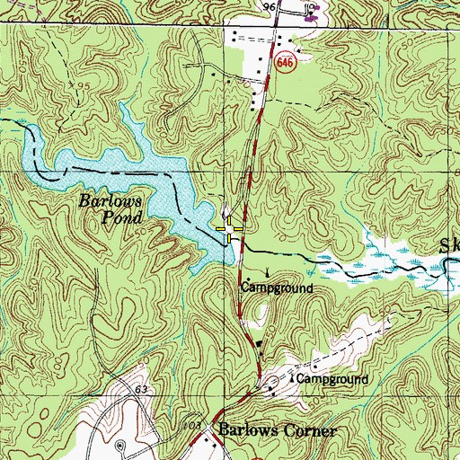Topographic Map of Barlows Pond Dam, VA