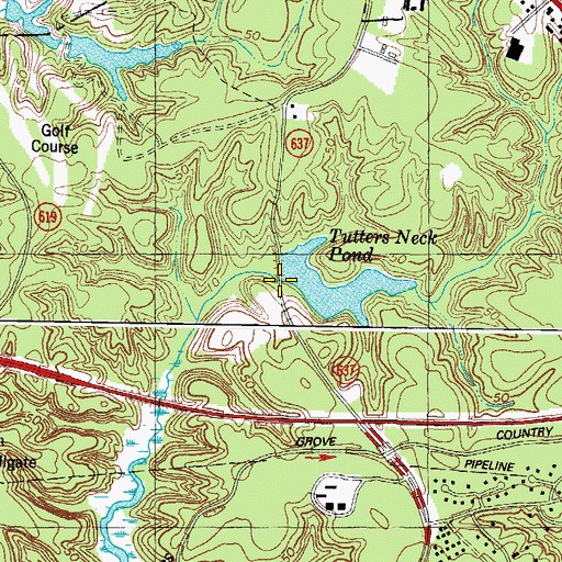 Topographic Map of Tutters Neck Pond Dam, VA