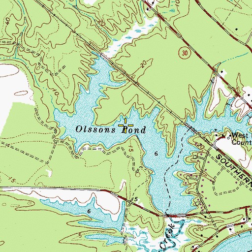 Topographic Map of Olssons Pond, VA