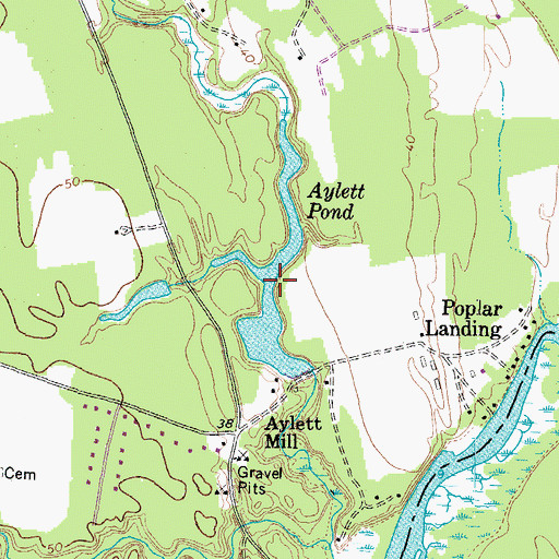 Topographic Map of Aylett Pond, VA