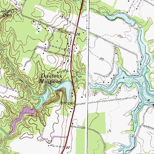Topographic Map of Stevens Dam, VA