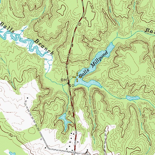Topographic Map of Balls Millpond Dam, VA