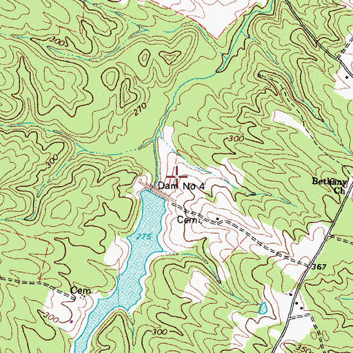 Topographic Map of Little River Number Four Dam, VA