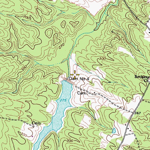 Topographic Map of Little River Number Four Dam, VA