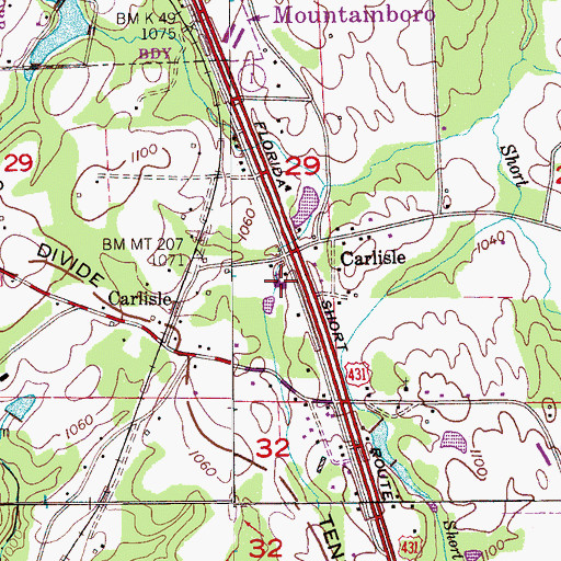 Topographic Map of Carlisle Missionary Baptist Church, AL