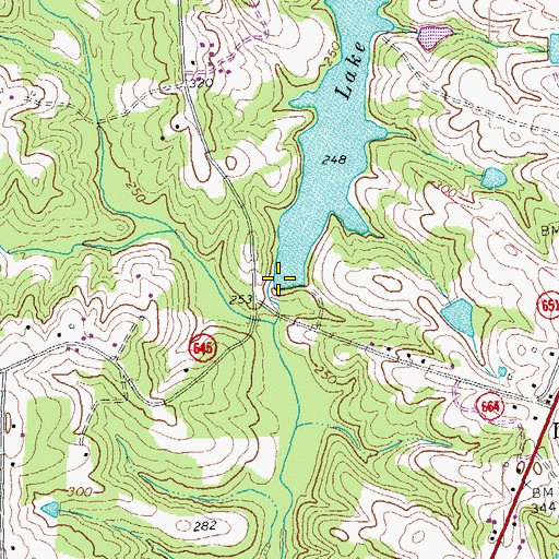 Topographic Map of Lake Gordons Dam, VA