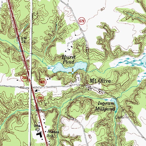 Topographic Map of Hurst Dam, VA