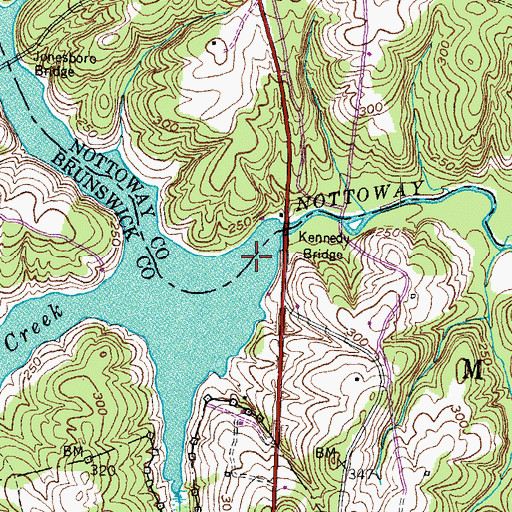 Topographic Map of Nottoway River Dam, VA