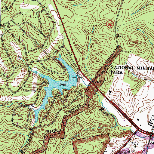 Topographic Map of Lake of the Woods Dam Number Two, VA