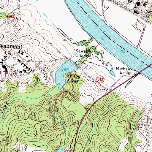 Topographic Map of Virginia Industrial School Dam, VA