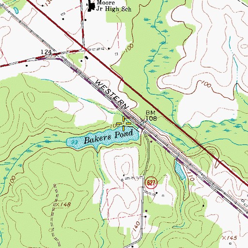 Topographic Map of N and W Pond, VA