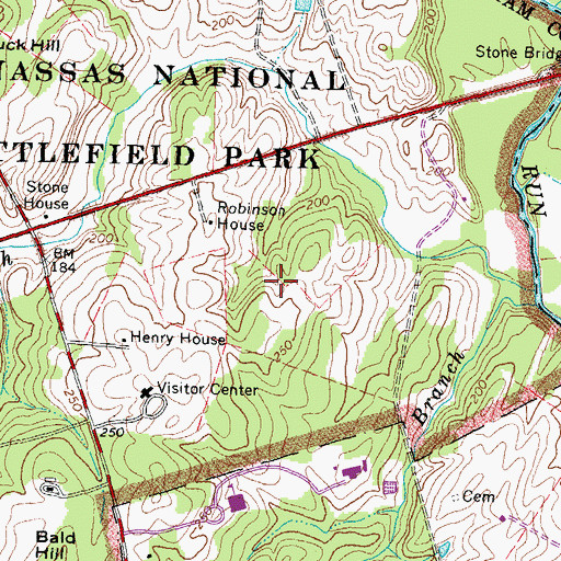 Topographic Map of Manassas National Battlefield Park Noname Ponds, VA